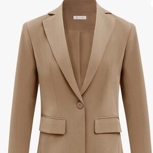 MED -Cicy Bell Womens Blazer Khaki, Dark Blue, White Business Casual